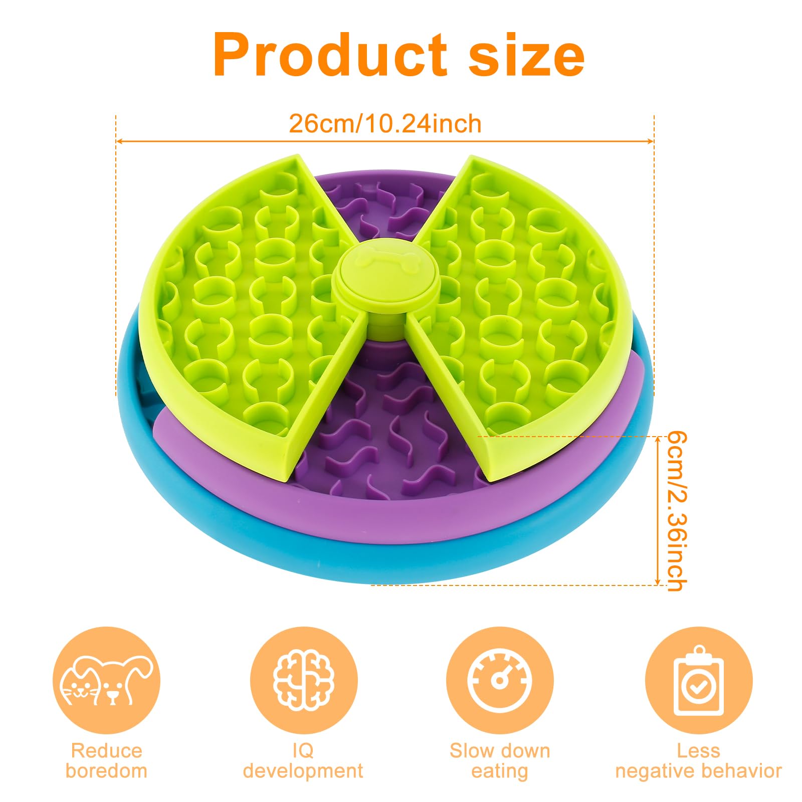 Dog slow feeder dimensions showing 26 cm width and 6 cm height